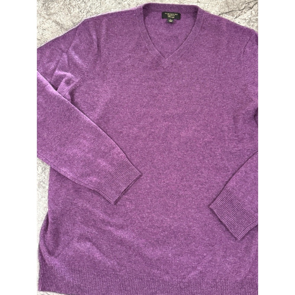 Club Room Luxury 100% Cashmere V-Neck Sweater Amethyst Purple Men's Size M NEW - Picture 4 of 9